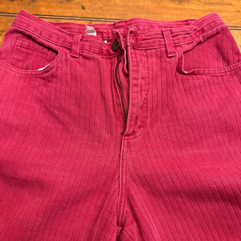 Forenza Women's reddish Pink Pinstripe Corduroy Pants High Waisted Straight Leg - Picture 4 of 8